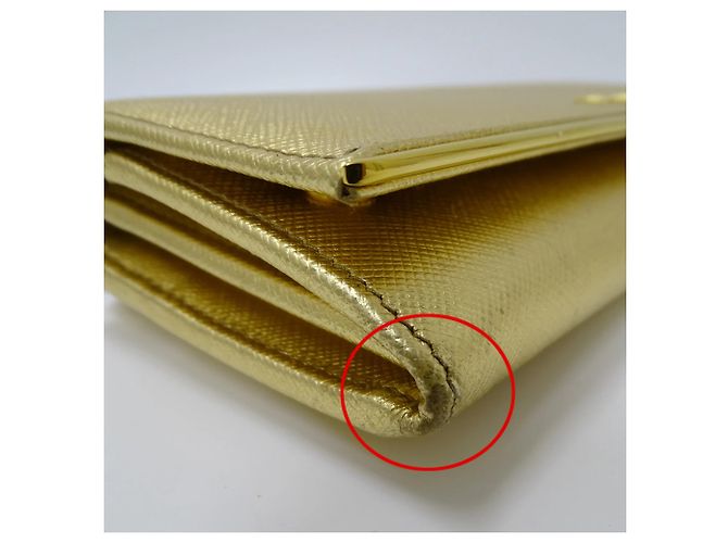 Cartera larga de cuero Saffiano para mujer Prada Dorado - vista 12