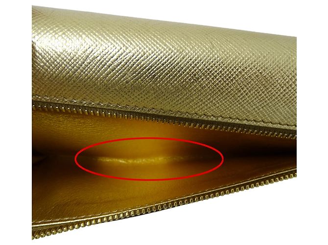 Cartera larga de cuero Saffiano para mujer Prada Dorado - vista 13