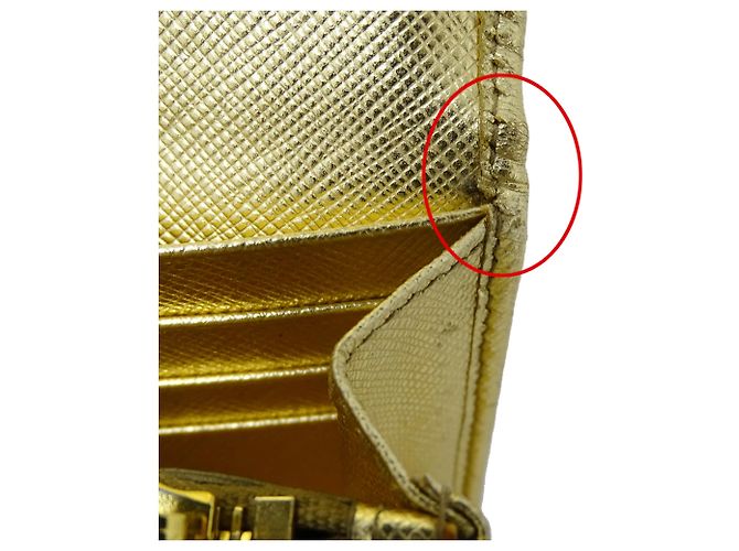 Cartera larga de cuero Saffiano para mujer Prada Dorado - vista 15