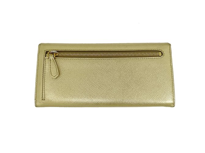 Cartera larga de cuero Saffiano para mujer Prada Dorado - vista 2