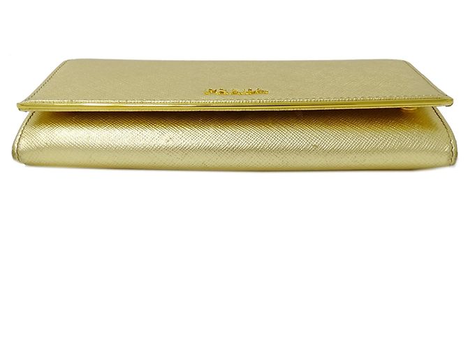 Cartera larga de cuero Saffiano para mujer Prada Dorado - vista 3