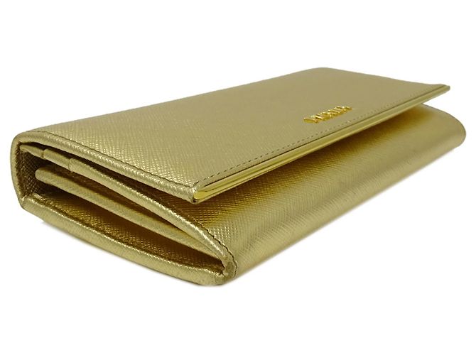 Cartera larga de cuero Saffiano para mujer Prada Dorado - vista 4