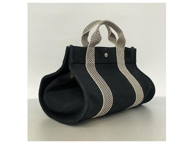 Hermès Hermes Cannes PM Canvas Handtasche Schwarz - Ansicht 2