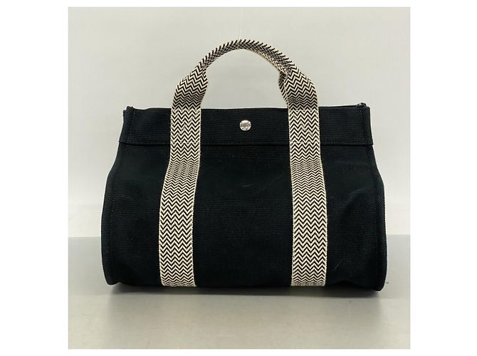 Hermès Hermes Cannes PM Canvas Handtasche Schwarz - Ansicht 9