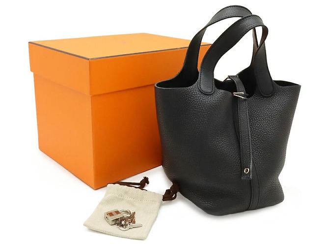 Hermès HERMES Picotin Lock PM Tressage de Cuir Tote Bag Nero - vista 9