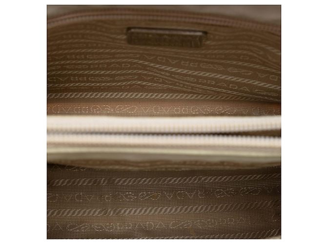 Borsa a Spalla con Catena in Tessuto Beige Prada - vista 4