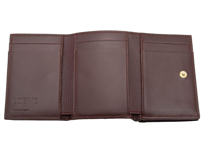 Cartera trifold LOEWE de cuero rojo con Anagram Roja Burdeos - vista 4