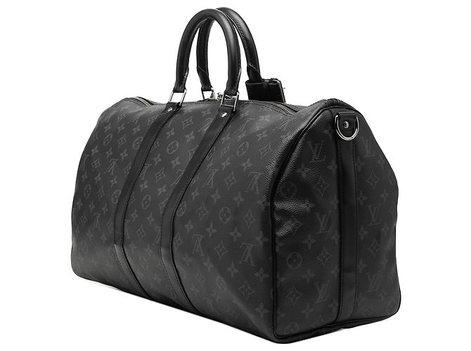 Louis Vuitton Keepall Bandouliere 45 in monogramma Eclipse nero - vista 2