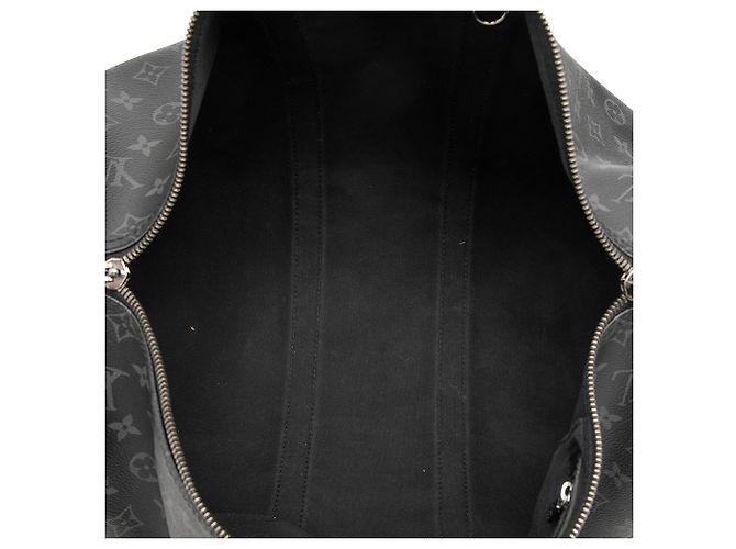 Louis Vuitton Keepall Bandouliere 45 in monogramma Eclipse nero - vista 4
