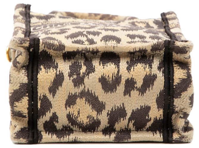 Dior Beige Mizza Mini Embroidered Canvas Leopard Vertical Book Tote - vista 3