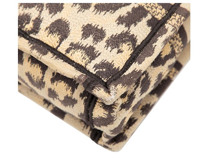 Dior Beige Mizza Mini Embroidered Canvas Leopard Vertical Book Tote - vista 9