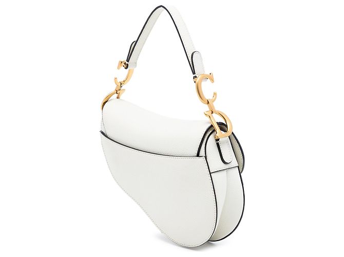 Borsa Saddle in pelle di vitello granulata bianca Dior Bianco - vista 2