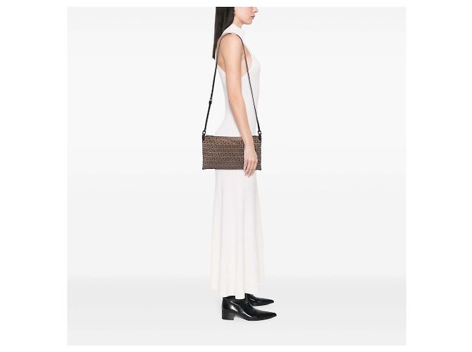 Fendi Beige Zucchino Canvas Crossbody - vista 5