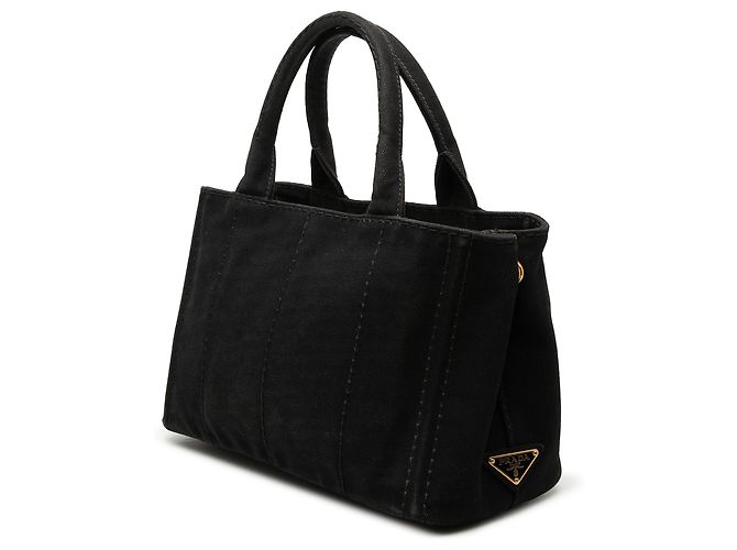 Bolso Satchel Prada Black Small Canvas Canapa Logo Negro - vista 2