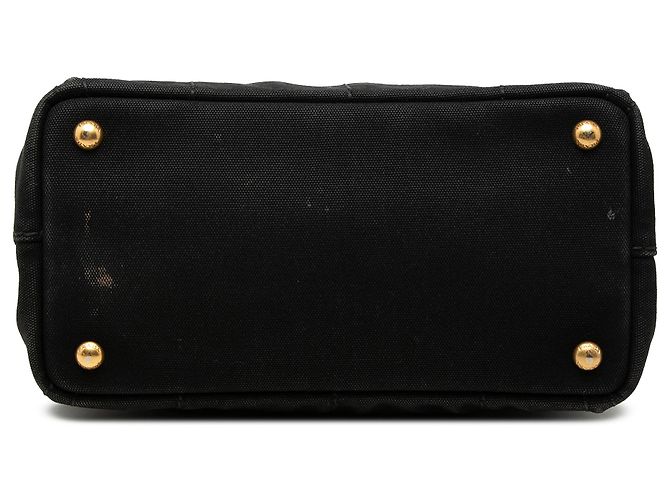 Bolso Satchel Prada Black Small Canvas Canapa Logo Negro - vista 3