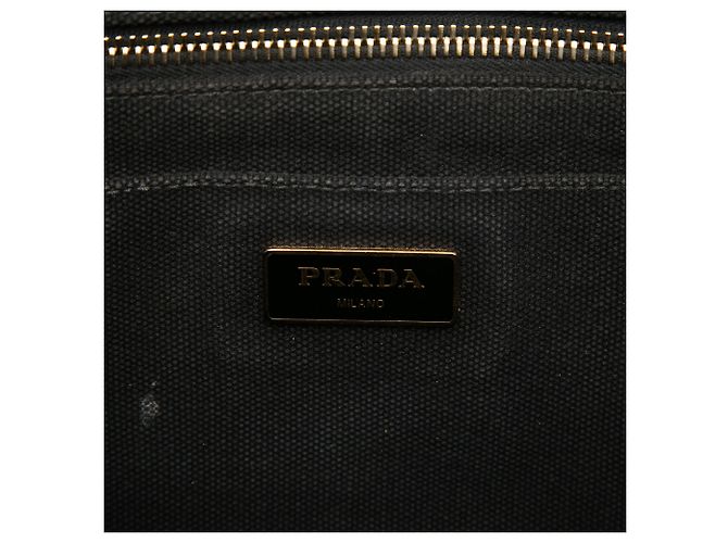 Bolso Satchel Prada Black Small Canvas Canapa Logo Negro - vista 5