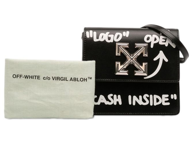 Off White Borsa Jitney 0.7 in pelle di vitello laccata nera Off-White con interno in cashmere Nero - vista 10