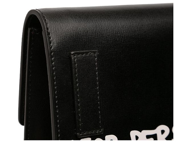Off White Borsa Jitney 0.7 in pelle di vitello laccata nera Off-White con interno in cashmere Nero - vista 7