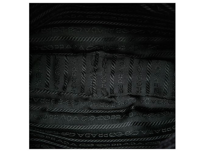 Borsa a tracolla Prada in Tessuto con bordi in pelle nera con effetto coccodrillo Nero - vista 4