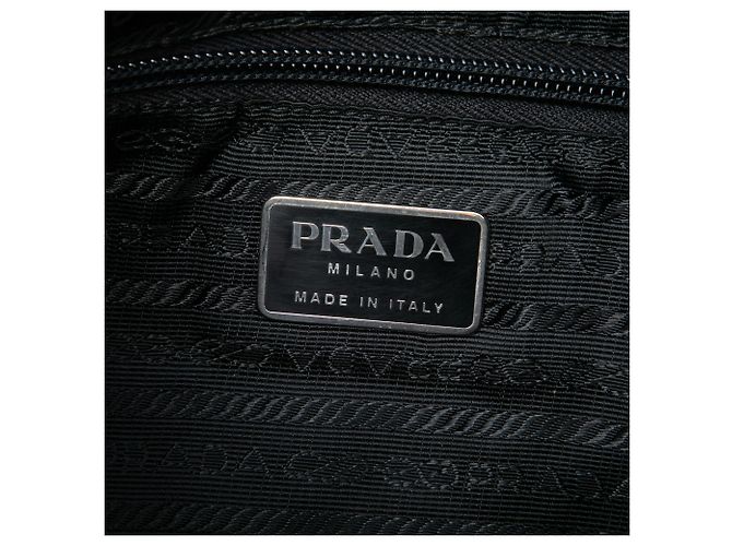 Borsa a tracolla Prada in Tessuto con bordi in pelle nera con effetto coccodrillo Nero - vista 5
