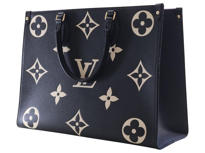 Louis Vuitton Black Bicolor Monogram Empreinte Giant Onthego MM Nero - vista 3
