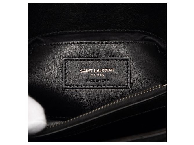 Borsa a tracolla Saint Laurent Black Medium Metallic Chevron Sheepskin Monogram College Pins Nero - vista 5