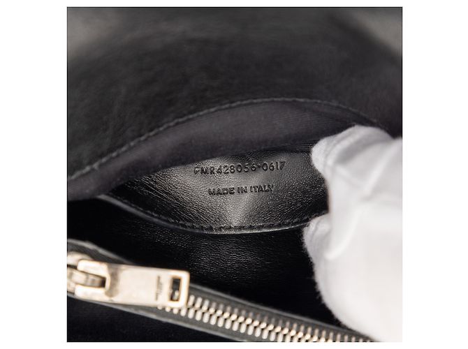 Borsa a tracolla Saint Laurent Black Medium Metallic Chevron Sheepskin Monogram College Pins Nero - vista 6