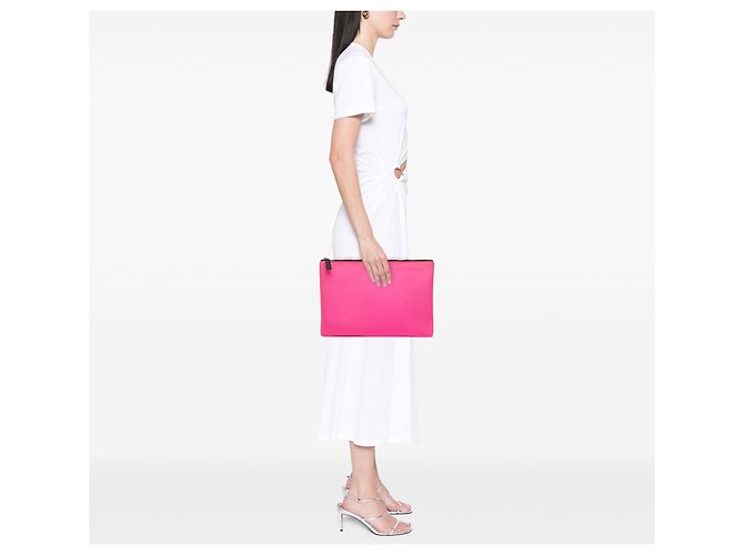 Clutch acolchoada com fecho de correr em Tessuto rosa Prada - vista 9