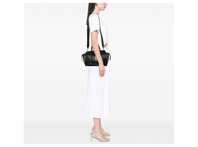 Borsa cabas Saint Laurent Downtown in pelle nera con borchie e monogramma Nero - vista 7