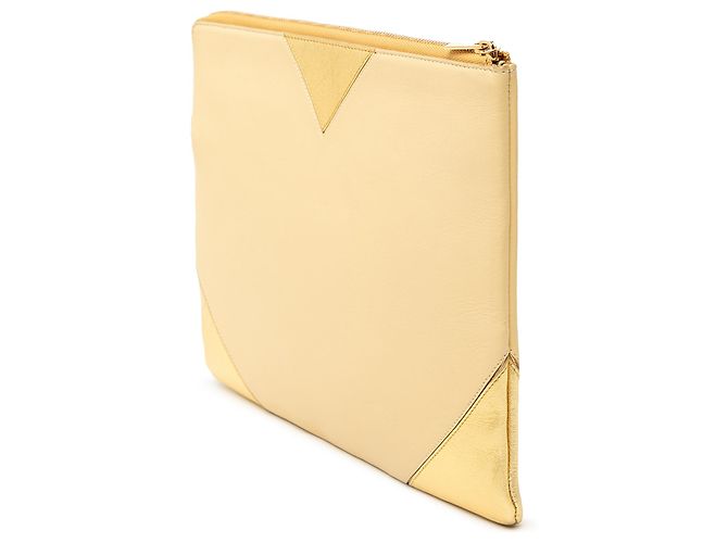 Céline Clutch Coeur in agnello bicolore beige Celine - vista 2