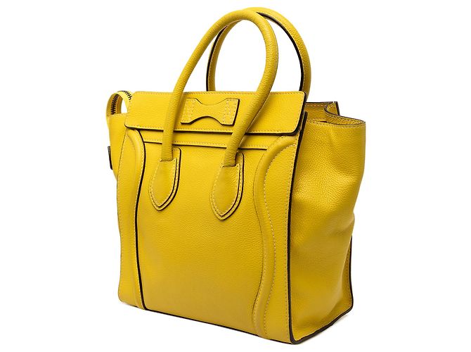 Céline Celine Yellow Micro Drummed Calfskin Luggage Tote Gelb - Ansicht 2