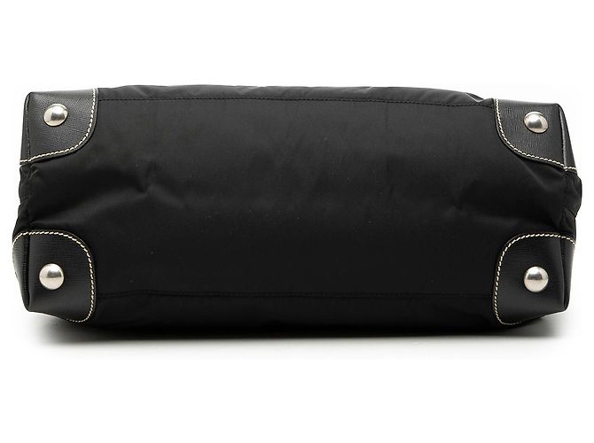 Borsa shopper tote Prada in Tessuto nero con bordi in Saffiano - vista 3