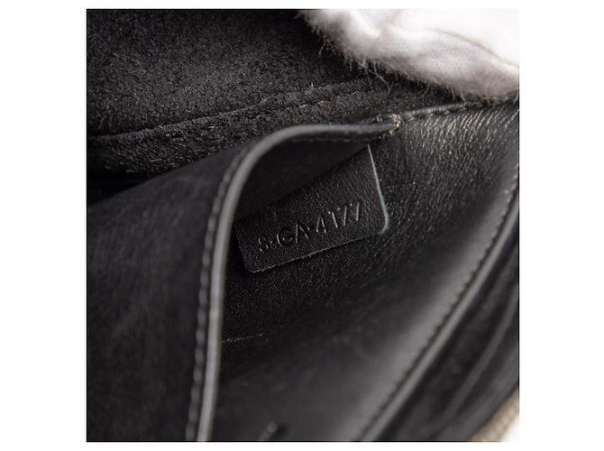 Céline Clutch de couro preto com aba sanfonada e corrente Celine - vista 6