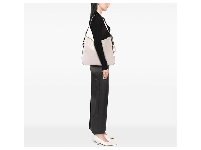 Gucci White Medium Pebbled Calfskin Web Heritage Schultertasche Weiß - Ansicht 7