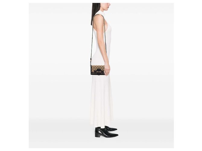 Portafoglio Lady Web con tracolla in tela GG beige Gucci - vista 7