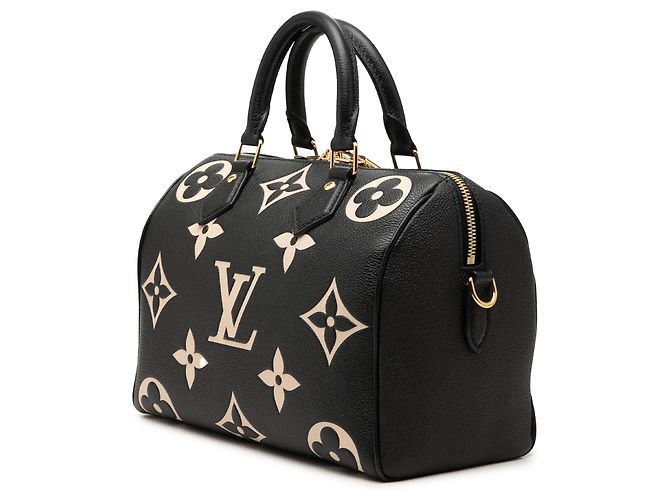 Louis Vuitton Black Bicolor Monogram Empreinte Giant Speedy Bandouliere 25 Nero - vista 2