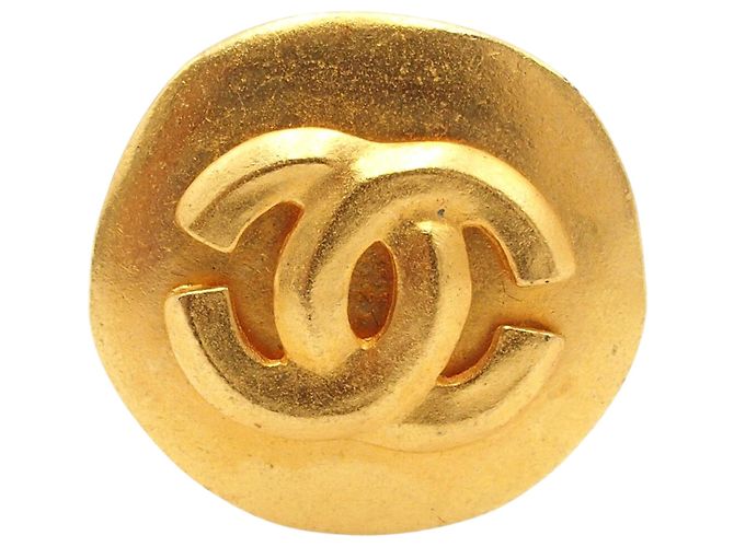 Orecchini Chanel Gold CC placcati oro tondi con clip D'oro - vista 2