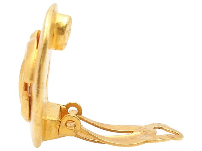 Orecchini Chanel Gold CC placcati oro tondi con clip D'oro - vista 3