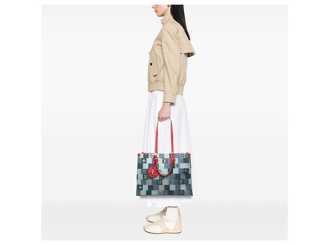 Louis Vuitton Blue Monogram Denim Onthego GM - vista 6