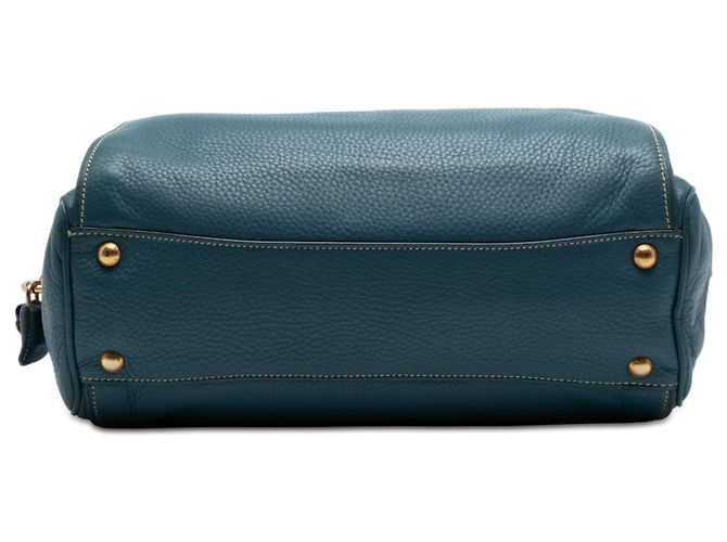 Borsa Bauletto Prada in Vitello Daino blu - vista 3