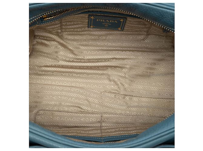 Borsa Bauletto Prada in Vitello Daino blu - vista 4
