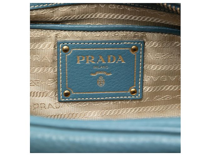 Borsa Bauletto Prada in Vitello Daino blu - vista 5