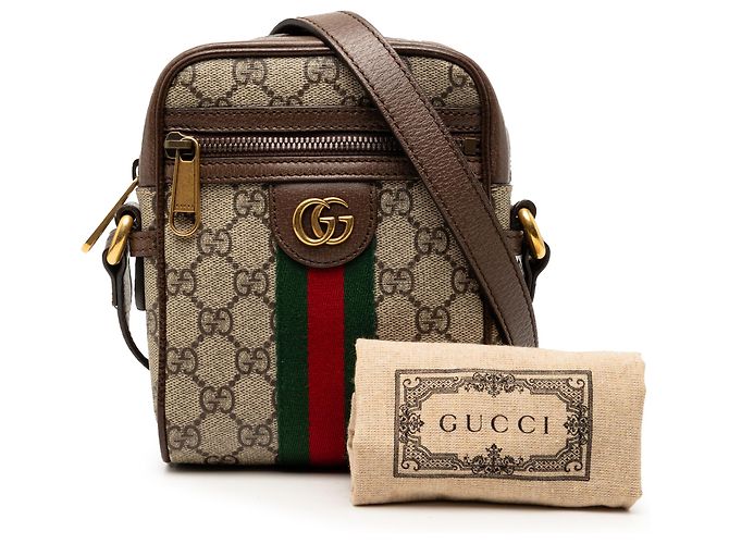 Gucci Beige Mini GG Supreme Web Ophidia Crossbody - vista 8