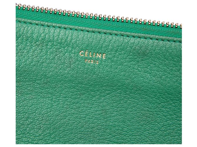 Céline Celine Green Small Lambskin Trio Crossbody Verde Verde chiaro - vista 5