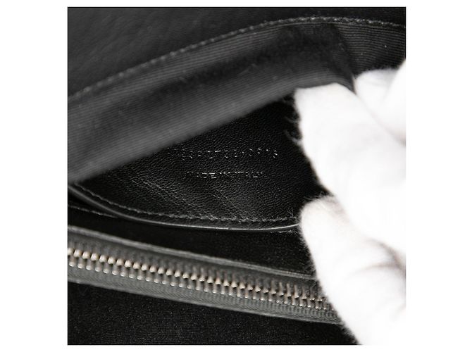 Sac College Saint Laurent en peau de mouton noir avec monogramme Chevron Large - vue 7