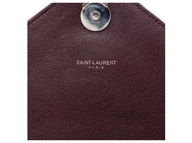 Borsa College Saint Laurent in pelle di pecora con monogramma e Chevron rosso, misura Medium Bordò - vista 5