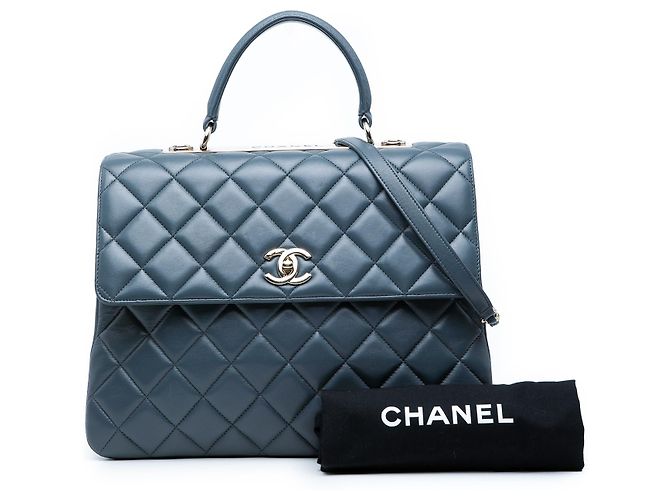 Chanel Blue Large Lambskin Trendy CC Top Handle Flap Azul - vista 8