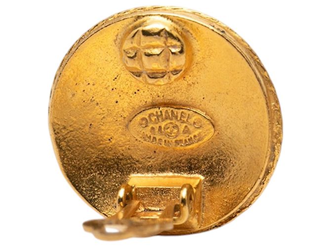 Orecchini Chanel Gold CC tondi placcati oro con clip D'oro - vista 3