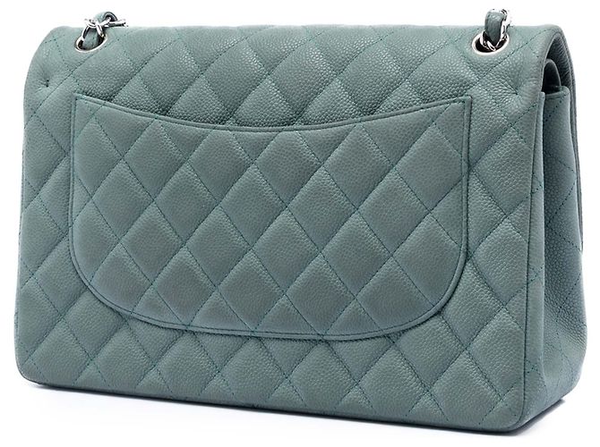 Chanel Blue Jumbo Classic Iridescent Caviar Double Flap Turchese - vista 2