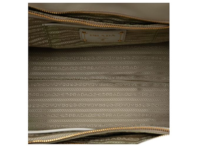 Borsa Prada Beige Saffiano Trimmed Canvas Canapa - vista 4